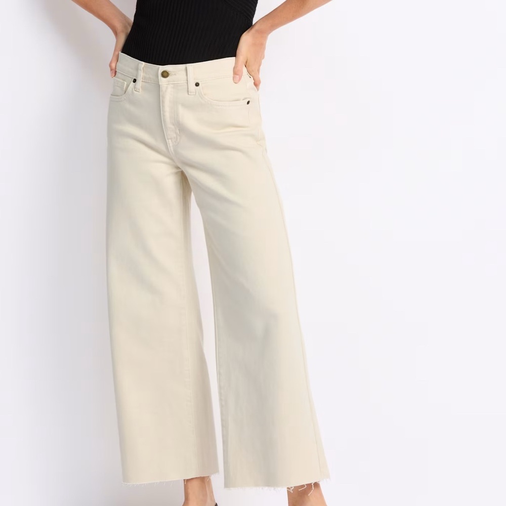 Just USA Cream Jeans, Wide Leg Cropped Jeans